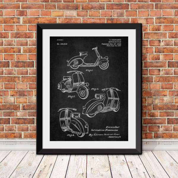Vespa Motor Bike Patent, Motor Bike patent, Vespa Print, Vespa Art, Motor Bike Art, vintage Vespa Print, Motor Bike Print