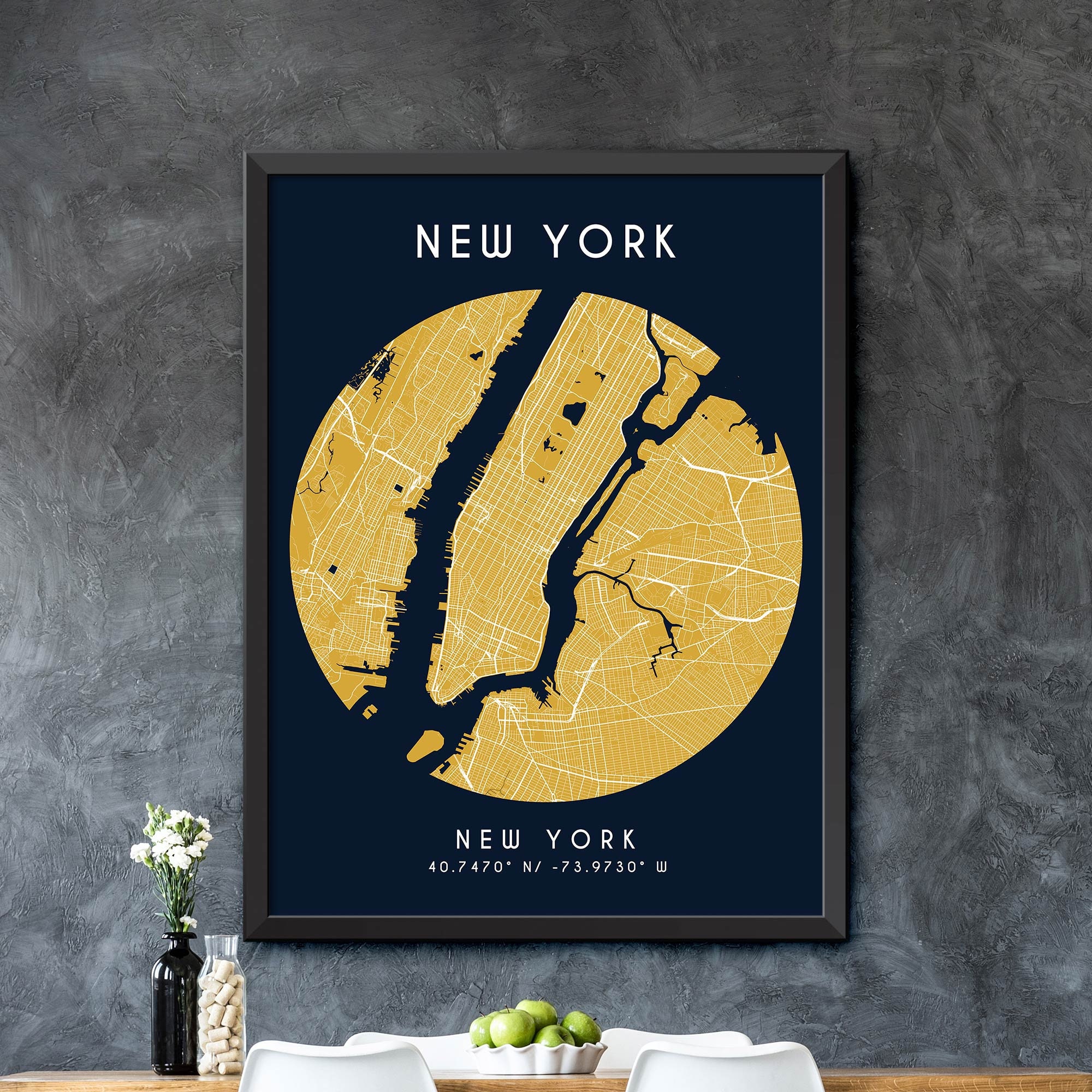 Map of New York New York Map Print New York City Poster | Etsy
