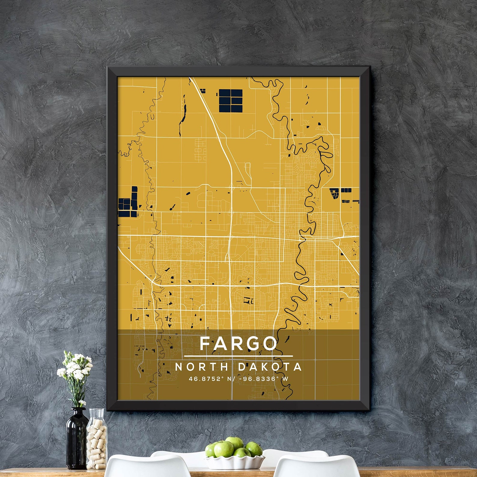 Map of Fargo Fargo Map Print Fargo City Poster Vintage City | Etsy