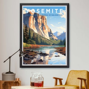 Yosemite Poster - Travel Poster - Fine Art Illustration Print of Yosemite National Park