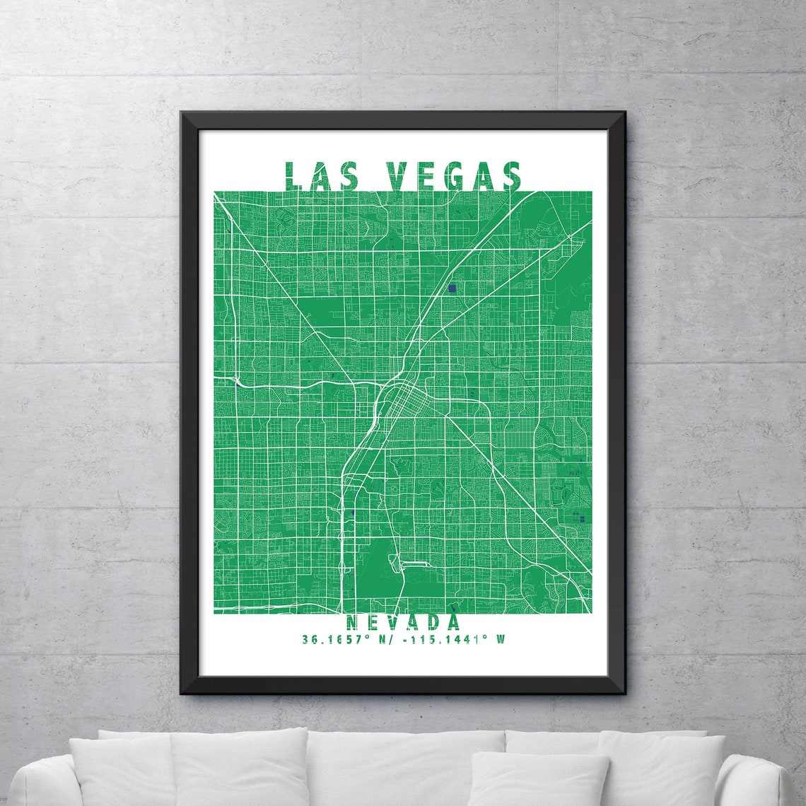 Map of Las Vegas Las Vegas Map Print Las Vegas City Poster Etsy