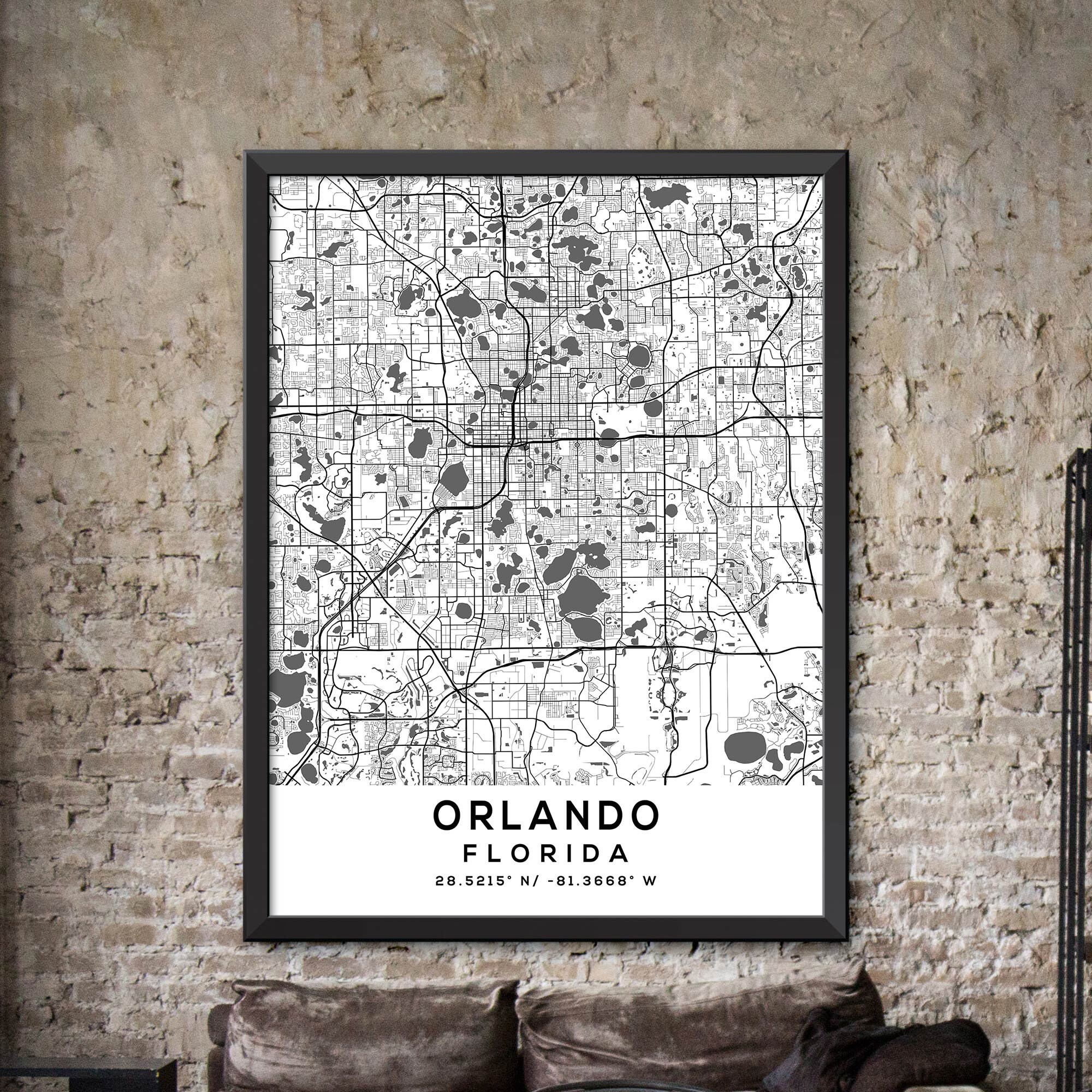 Map of Orlando Florida Orlando Map Print Orlando City | Etsy