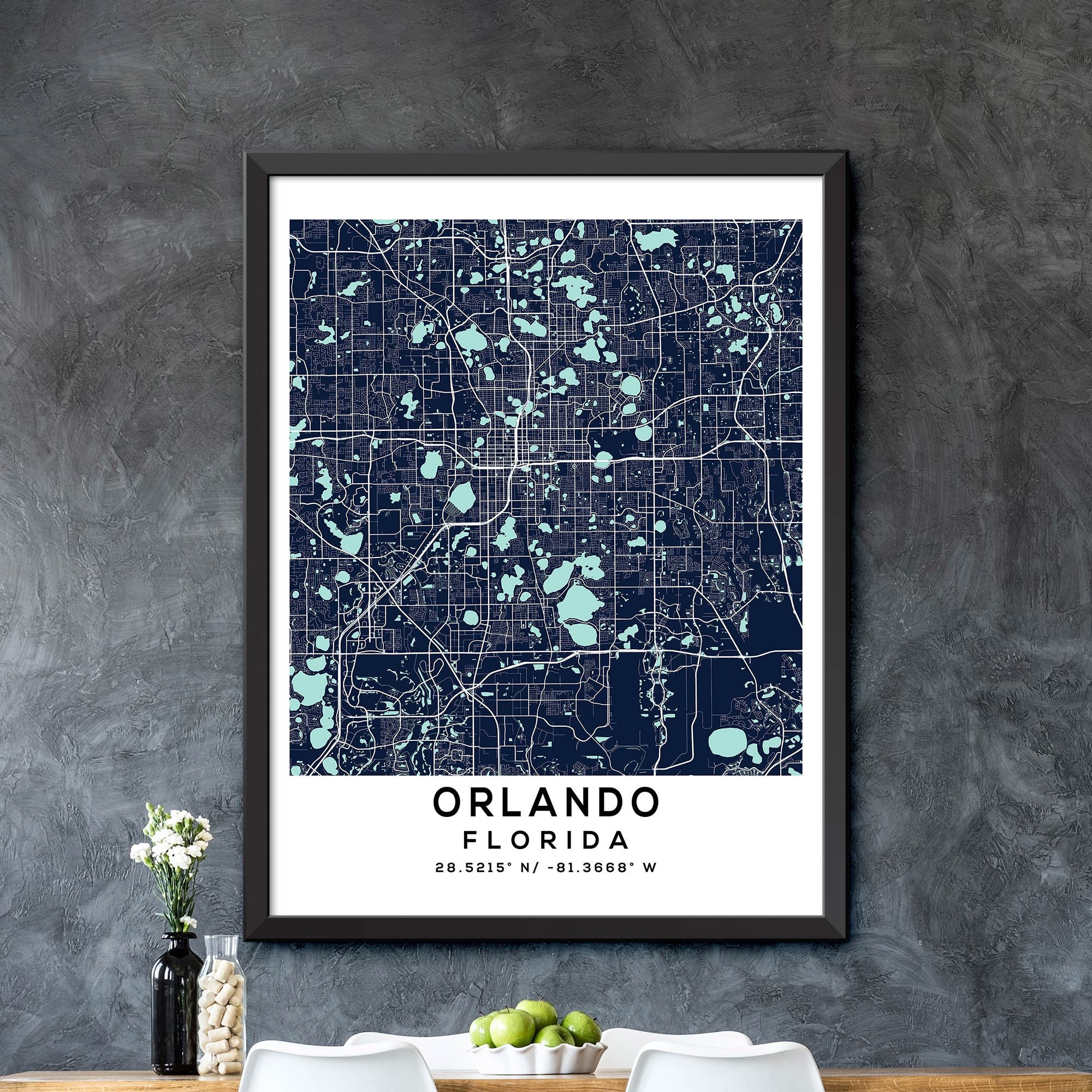 Map of Orlando Florida Orlando Map Print Orlando City | Etsy
