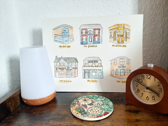 Favourite Pubs Personalised Hand-Drawn Gift