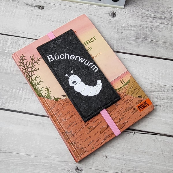 Filz Lesezeichen Bücherwurm, Geschenk