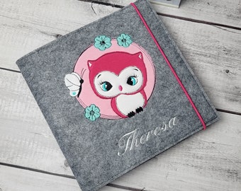 Photo album, guest book owl communion, confirmation, baptism, confirmation, birth 20x20