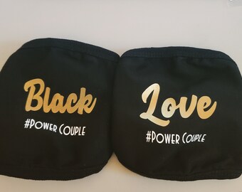 Black Love Mask Set, Mask, DIY mask, Custom mask, Couples Mask Set