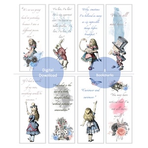 Alice in Wonderland Bookmarks Cards Series 1 (12-Pack) - Vintage Literary  Quotes Bookworm Reading Gifts - Bookish Theme Party Supplies for Men Women