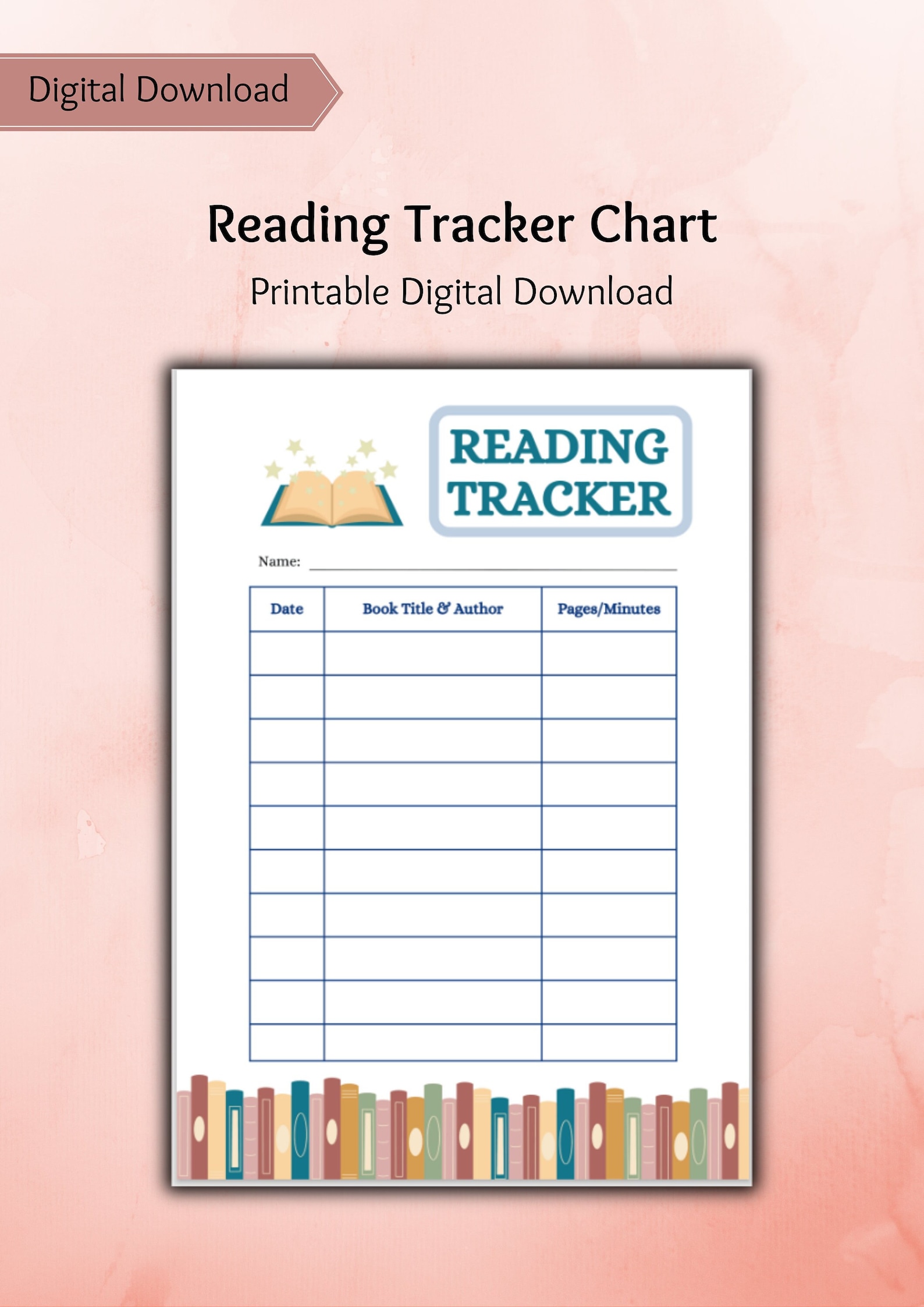 Reading Tracker Book Chart for Reading Progress - Etsy