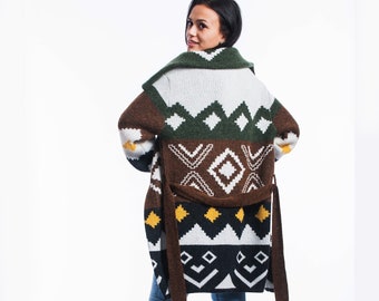 Oversized vest van alpacawol: boho-westernstijl, grote maten
