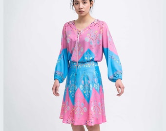 Robe rose chaud, ensemble de jupes deux pièces, robe révélatrice de genre, robe de maternité, jupe midi, jupe taille basse, ensemble jupe, costume jupe