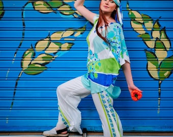 Pleated Palazzo Pants Lounge Set: Sustainable Bohemian Loungewear
