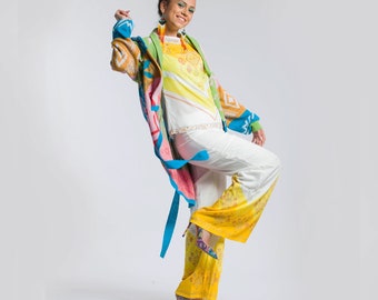 Conjunto de traje de mujer con pantalones palazzo, ropa hippie para verano, traje de festival, regalo para mujeres