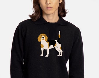Op maat gebreide trui van merinowol: gepersonaliseerd cadeau vader hond
