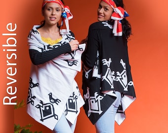 Wende-Strickjacke: Asymmetrischer Wickelpullover, elegantes Geschenk