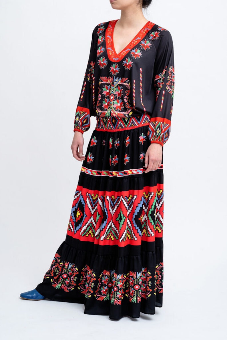 Black Еvening Dress/ Boho Chic Dress/ Long Boho Skirt Etsy