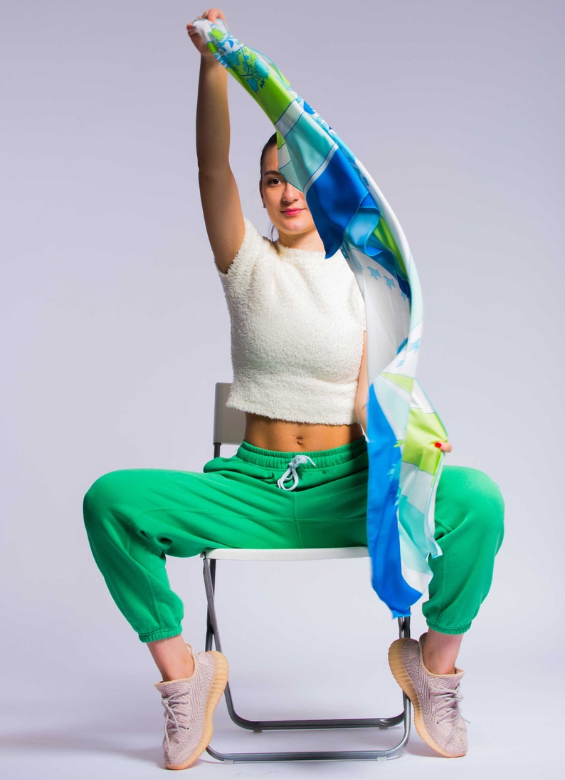 Silk Head Scarf: Y2K Designer Scarf, Sustainable Clothing image 9