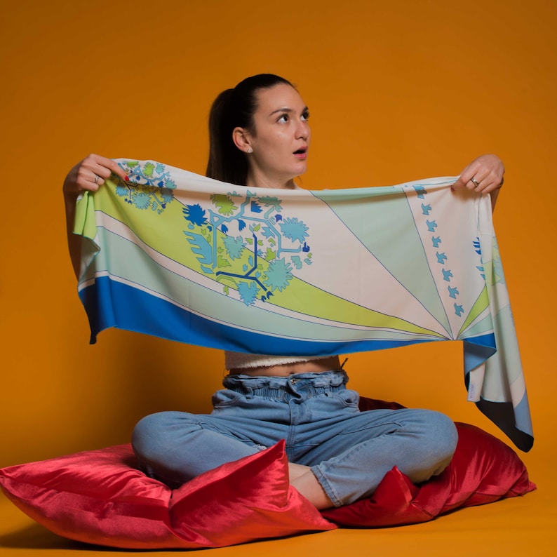 Silk Head Scarf: Y2K Designer Scarf, Sustainable Clothing image 6