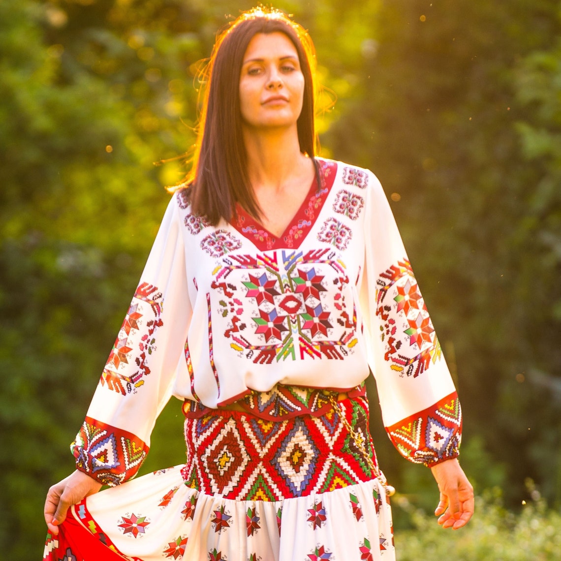 Slavic Shirt Y2K Top Bohemian Blouse Peasant Blouse Silk - Etsy
