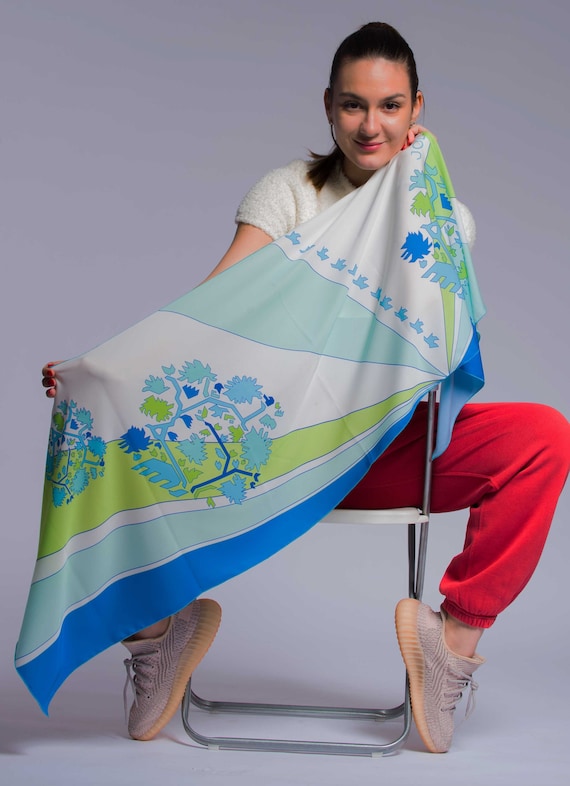 Silk Head Scarf: Y2K Designer Scarf, Sustainable Clothing