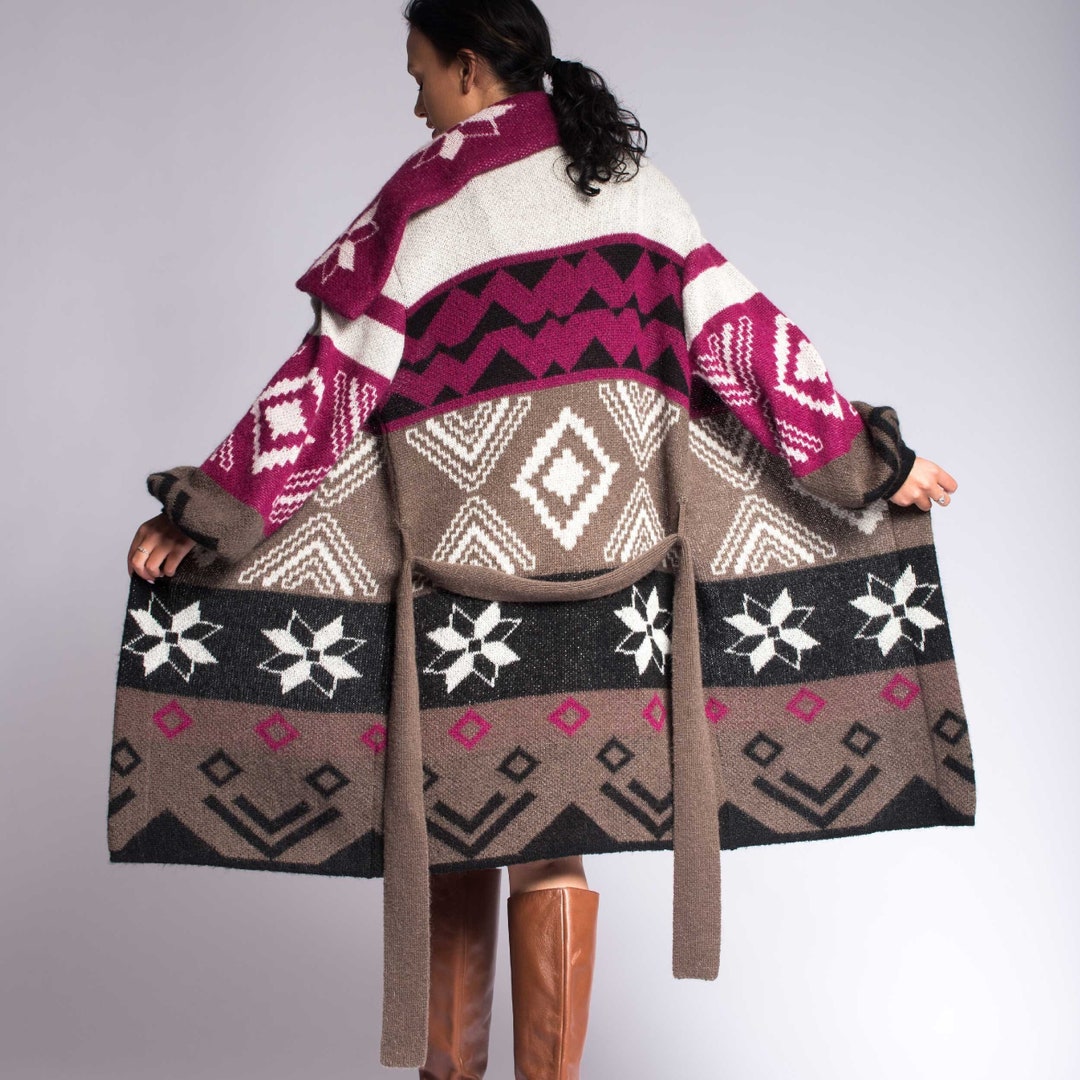 Quetzal Red Alpaca Wool Cardigan