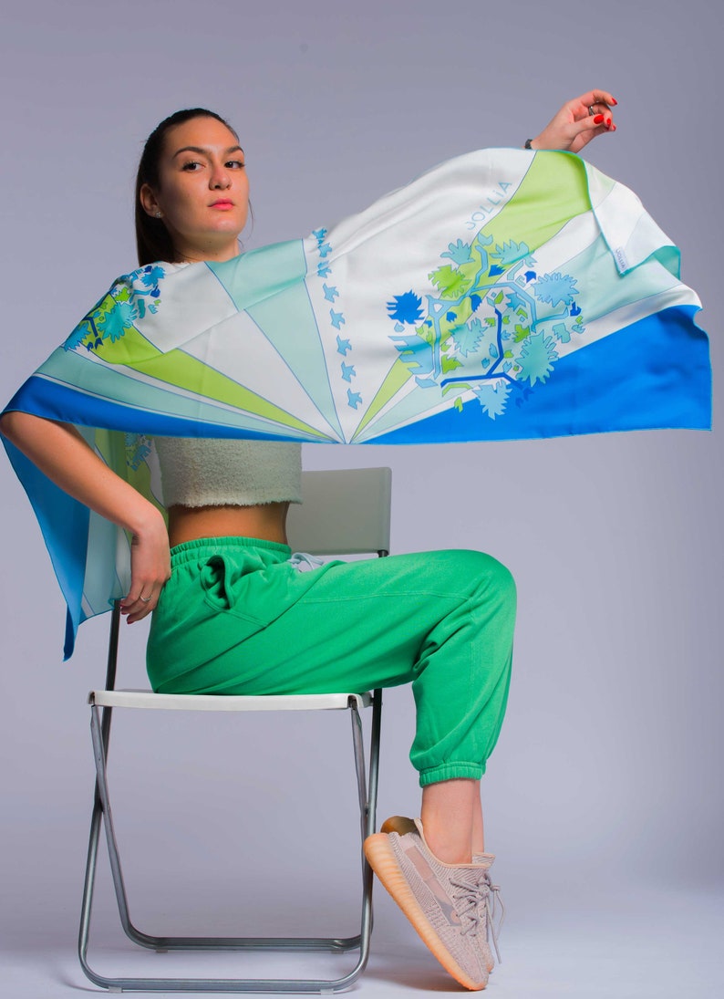 Silk Head Scarf: Y2K Designer Scarf, Sustainable Clothing image 7