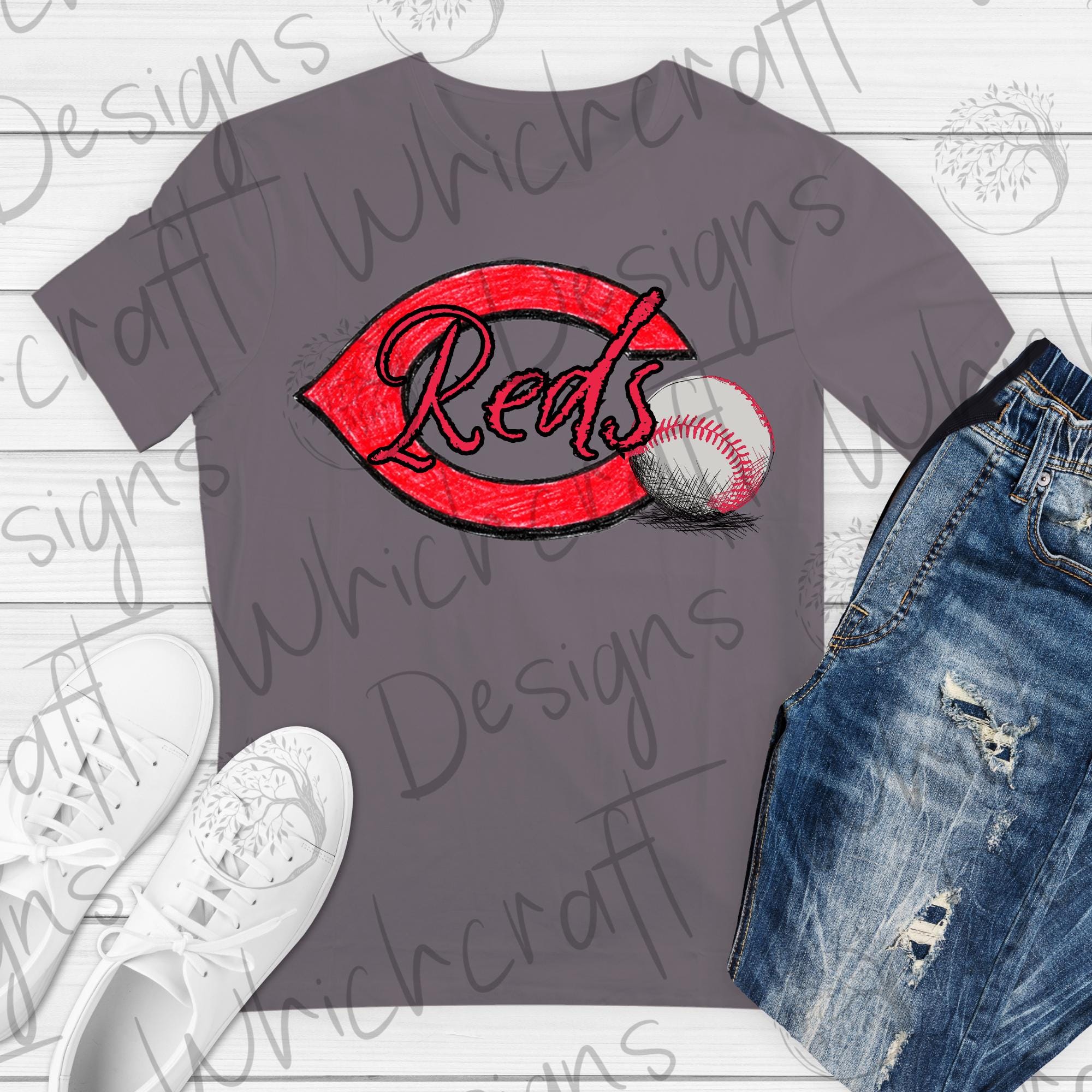 Cincinnati Baseball Hand Drawn PNG - Etsy