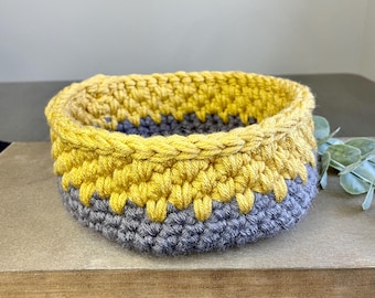 Handmade Crochet Basket | Round Storage Basket