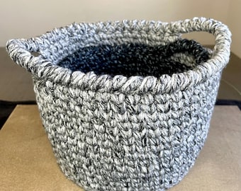 Handmade Crochet Nesting Baskets | Grey Acrylic Yarn Storage Set