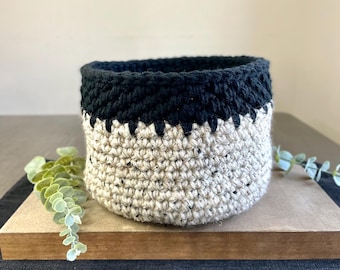 Handmade Crochet Basket | Round Storage Basket