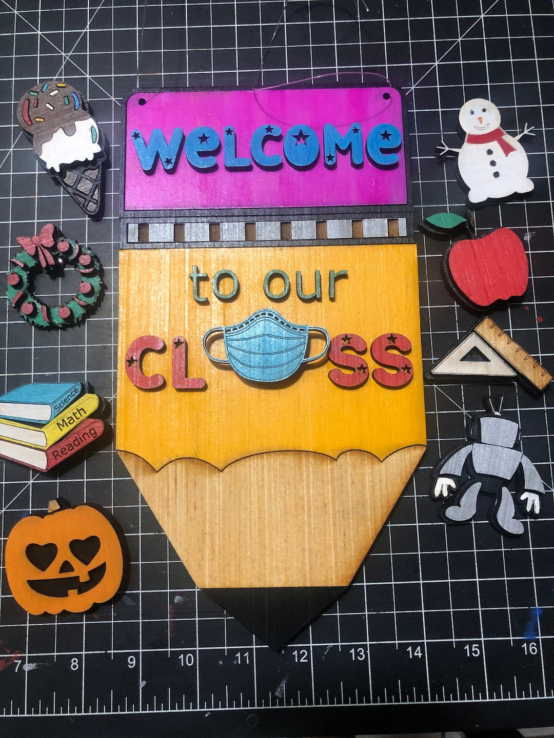 SVG Files to Laser Cut 3D Interchangeable Classroom Sign With 10 Pieces ...