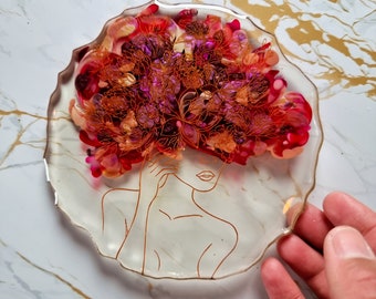 Flower lady coaster, Boho style, floral coasters, resin art coaster, Choose your design and color, Festival decorations, Handmade coaster