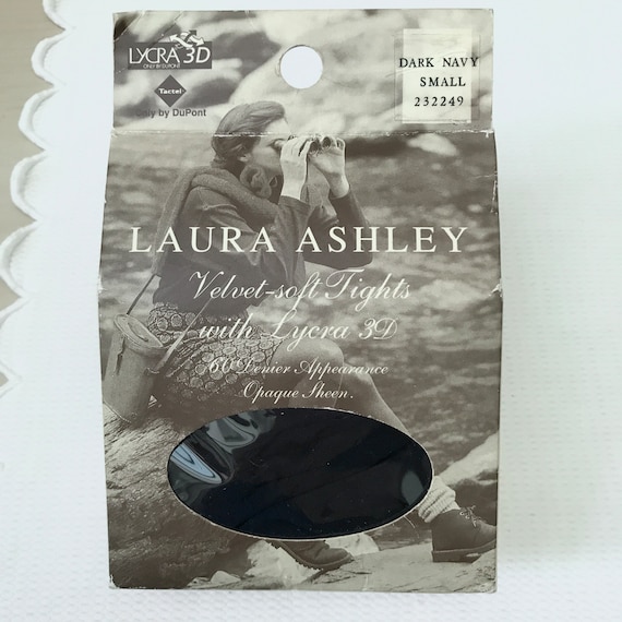 Collants vintage 1980-90 Laura Ashley, blue navy,… - image 2