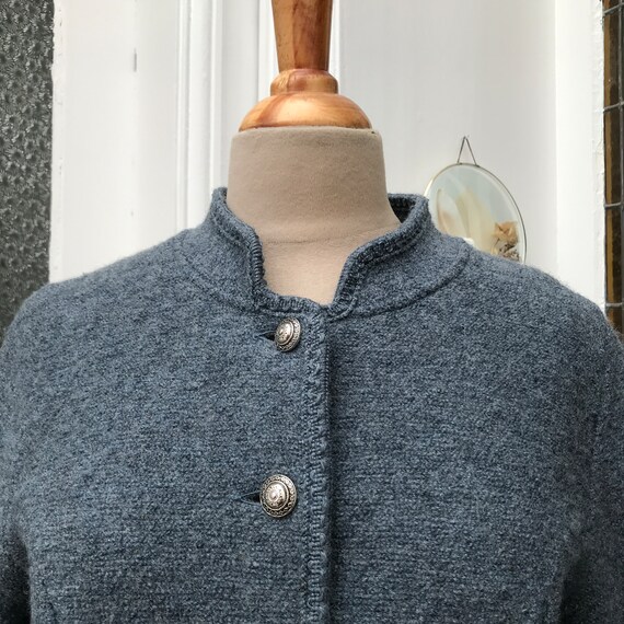 Austrian Spencer jacket gray blue boiled wool, Tr… - image 2