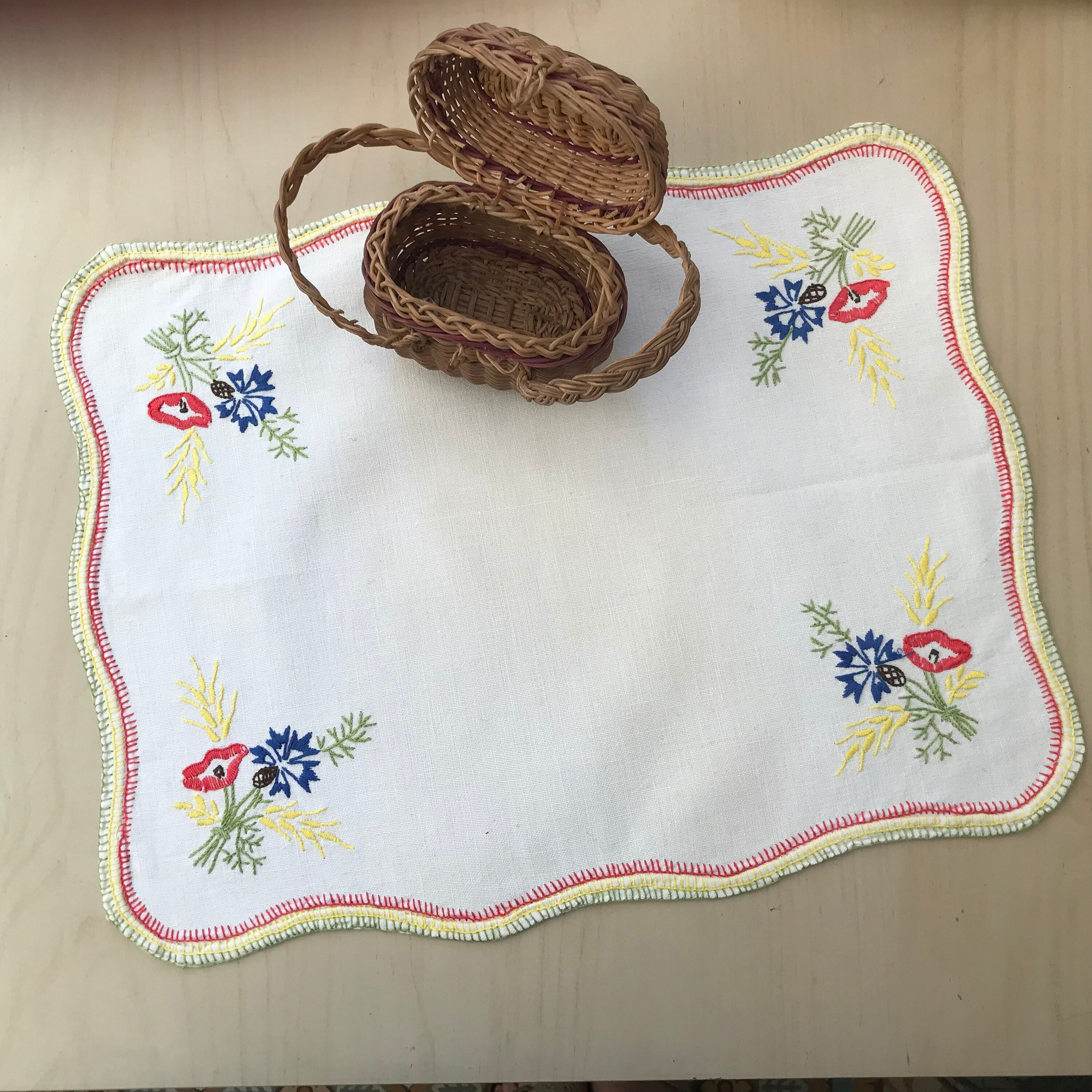 Dessus de Plateau Style Cottage Vintage 1950 France