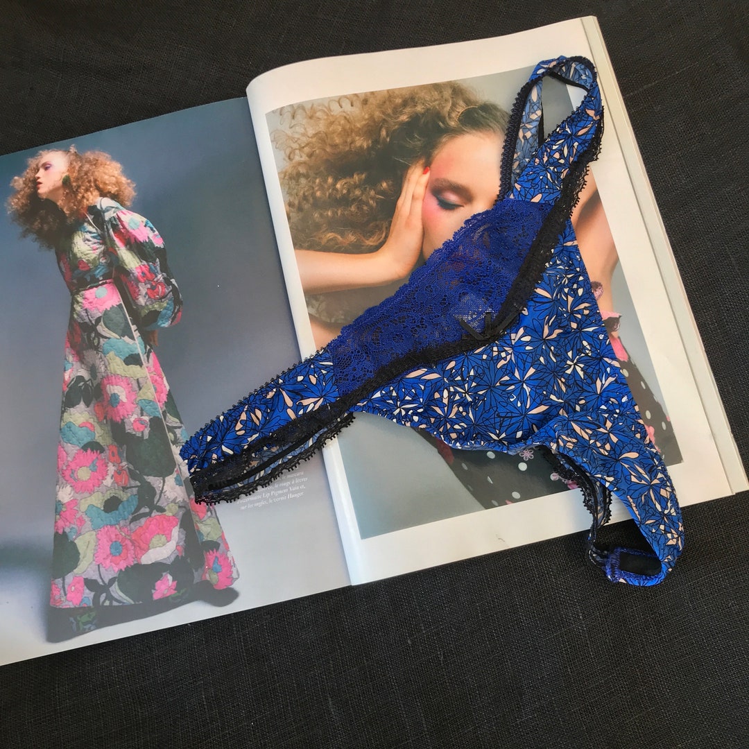 Etam Thong Panties, Electric Blue Lace French Lingerie, French Design