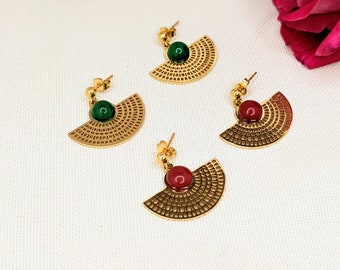 Boucles d'oreilles pour femme or et vert ou rouge BOGOTA