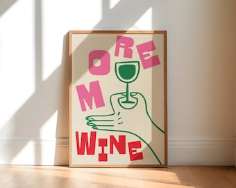 Wine Art Print, wine illustration, kitchen art print, cocktail print, minimalist art, dining room art, unframed art, trendy print