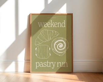 Pastries Art Print, kitchen art print, food art print, minimalist art, dining room art, kitchen art, unframed art [Pastry Run]
