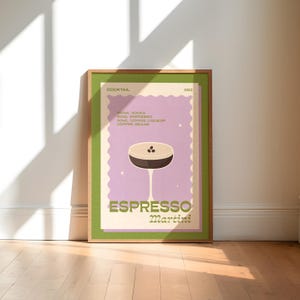 Espresso Martini Print, retro art, dining room wall art, kitchen decor, kitchen print, vintage wall art, kitchen art, cocktail gift