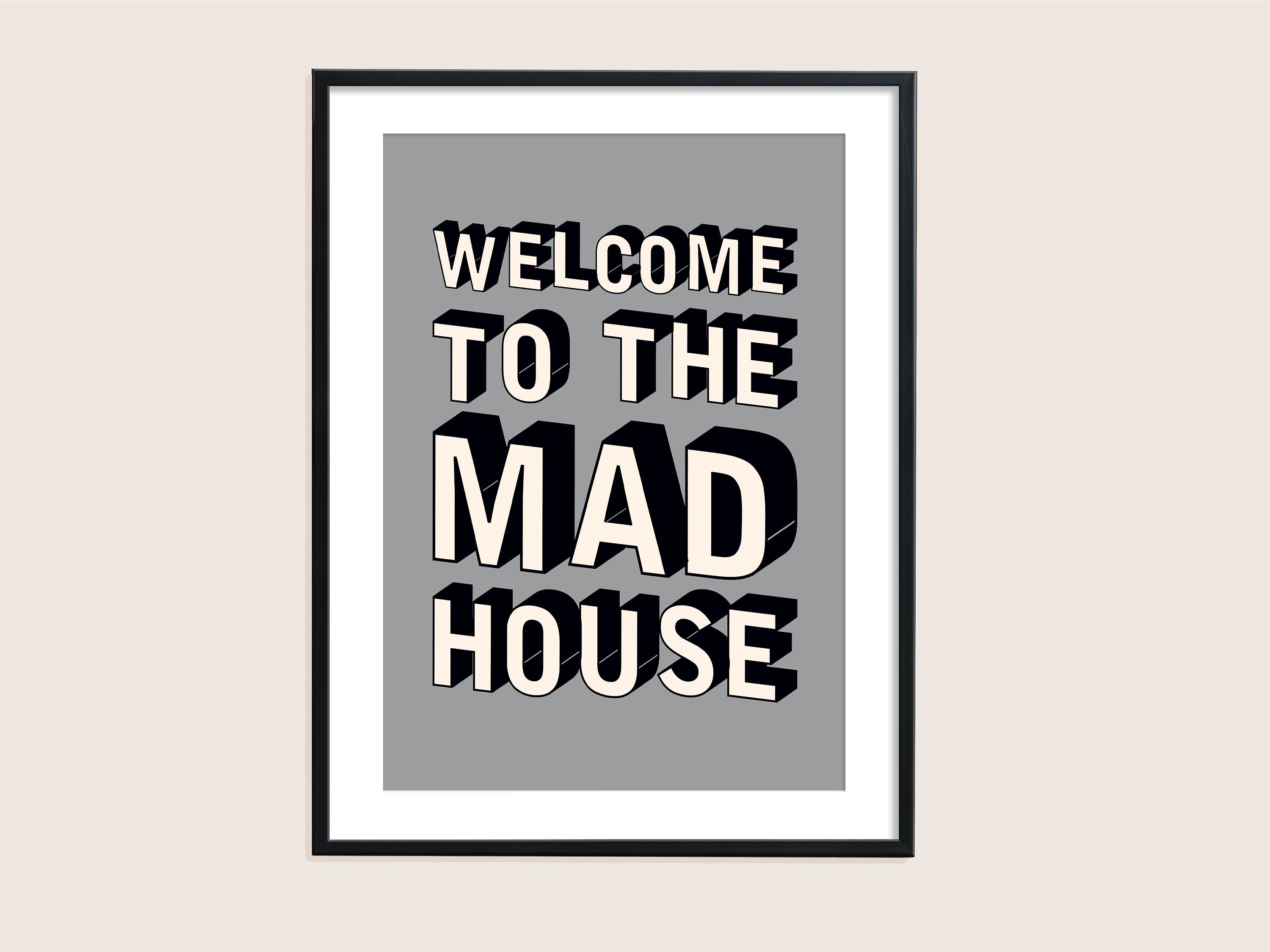 Kleurrijke familie citaat print Welkom bij the Mad House