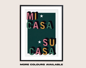 Mi Casa, Su Casa Quote Unframed Print | Texture Effect | Wall Art | Poster |  | Home | Gift | Family | Love | Typography | Retro | Bold