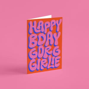 Carte d'anniversaire girlie Gorg, carte d'anniversaire pour elle, carte d'anniversaire pour elles, jolie carte d'anniversaire, carte d'anniversaire colorée