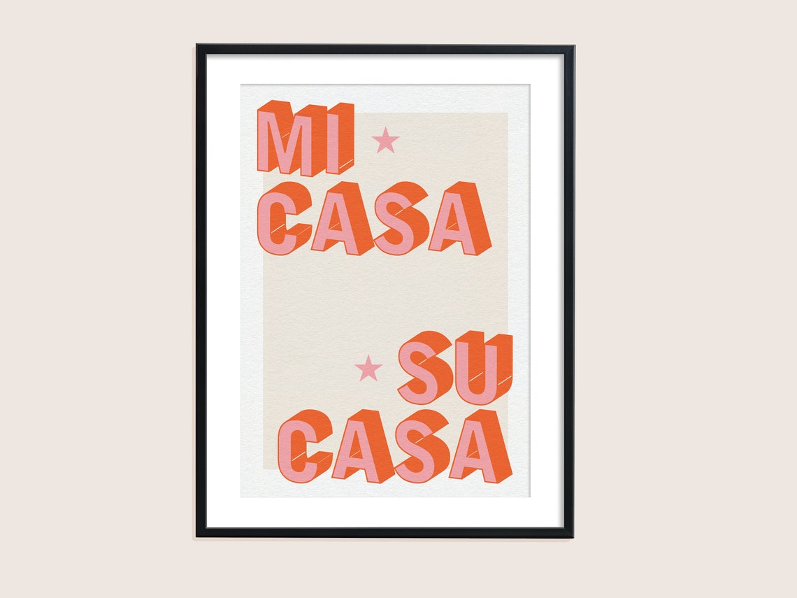 Mi Casa Su Casa Quote Print / Efecto textura / Arte de pared Etsy