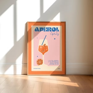 Lámina de Aperol, arte retro, arte de pared para comedor, decoración de cocina, impresión de cocina, arte de pared vintage, arte de cocina, regalo de cóctel, decoración de bar