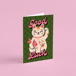 Carte chat porte-bonheur, carte d'examens, carte de dissertation, carte d'examen de conduite, carte de nouvel entretien d'embauche, carte d'encouragement, carte d'ondes positives