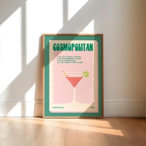 Cocktail Art Print, retro art, dining room wall art, kitchen print, vintage wall art, kitchen art, cocktail gift, bar decor, cosmo cocktail