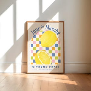 Lemons Food Print | French Market Day | Retro Illustration | Unframed Kitchen Wall Art | Poster | Gift | Food and Drink | Colourful