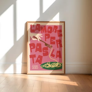 Italienische Pasta Kunstdruck, Kunstdruck Küche, ungerahmte Kunst, Esszimmer Kunstdruck, minimalistische Kunst, Esszimmer Kunst [Pasta Liebe]