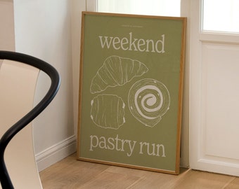 Pastries Art Print, kitchen art print, food art print, minimalist art, dining room art, kitchen art, unframed art [Pastry Run]